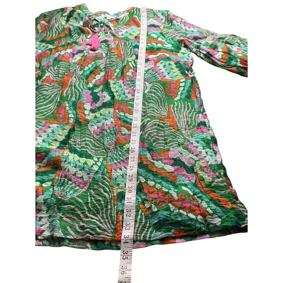 Jade Melody Tam Green Multi Abstract Balloon Sleeve Tunic Mini Dress Medium - Picture 9 of 12